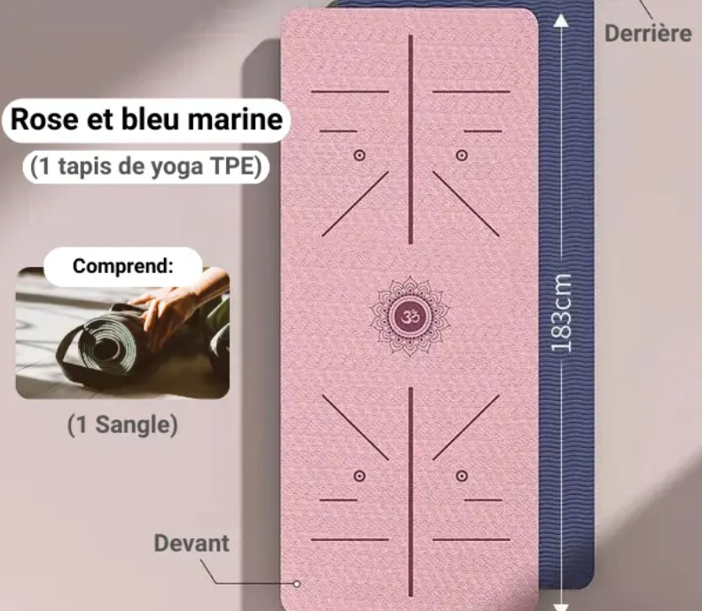 Tapis de yoga antidérapant et écologique avec sangle de transport