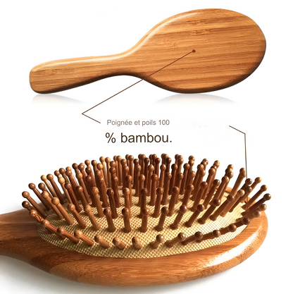 Peigne en bois professionnel - Brosse de massage en bambou