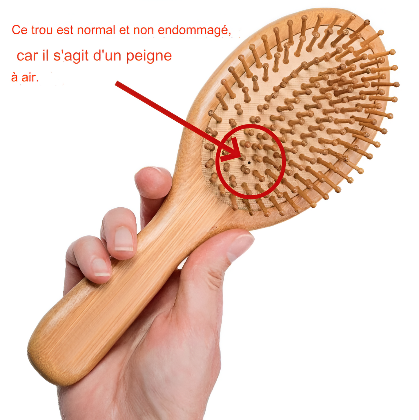 Peigne en bois professionnel - Brosse de massage en bambou