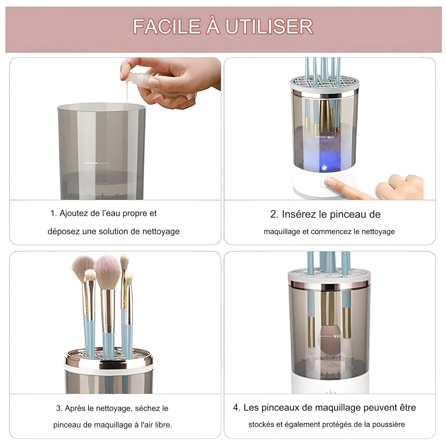 Nettoyeur Automatique de Pinceaux de Maquillage Électrique