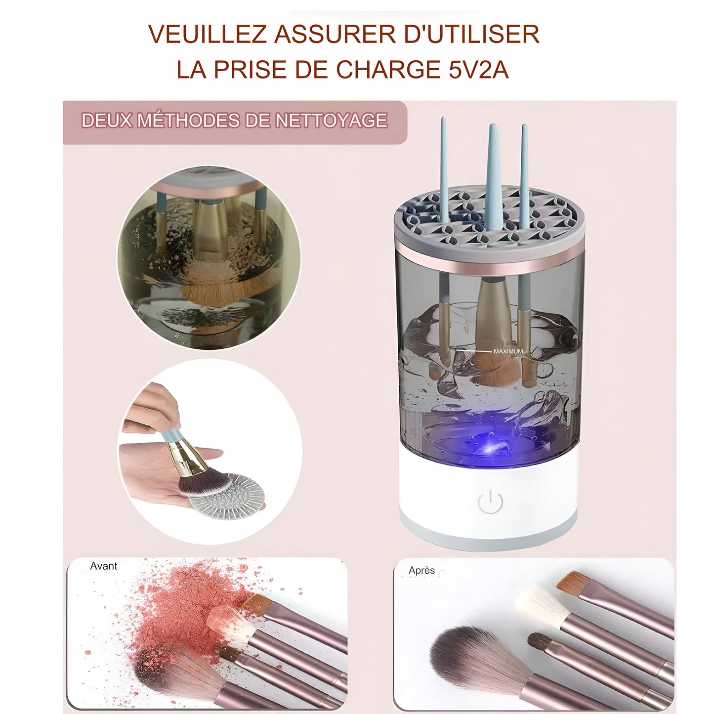 Nettoyeur Automatique de Pinceaux de Maquillage Électrique