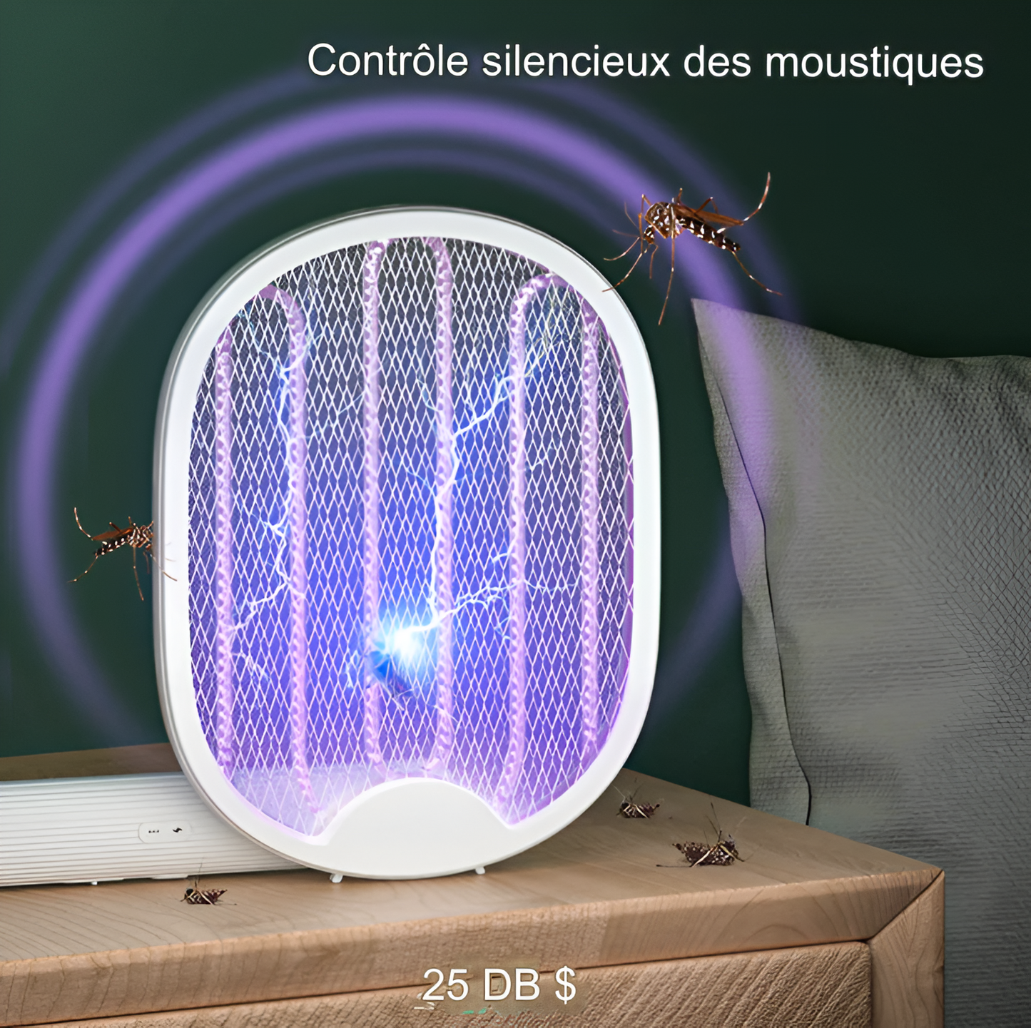 Raquette Électrique Anti-Moustiques Pliable