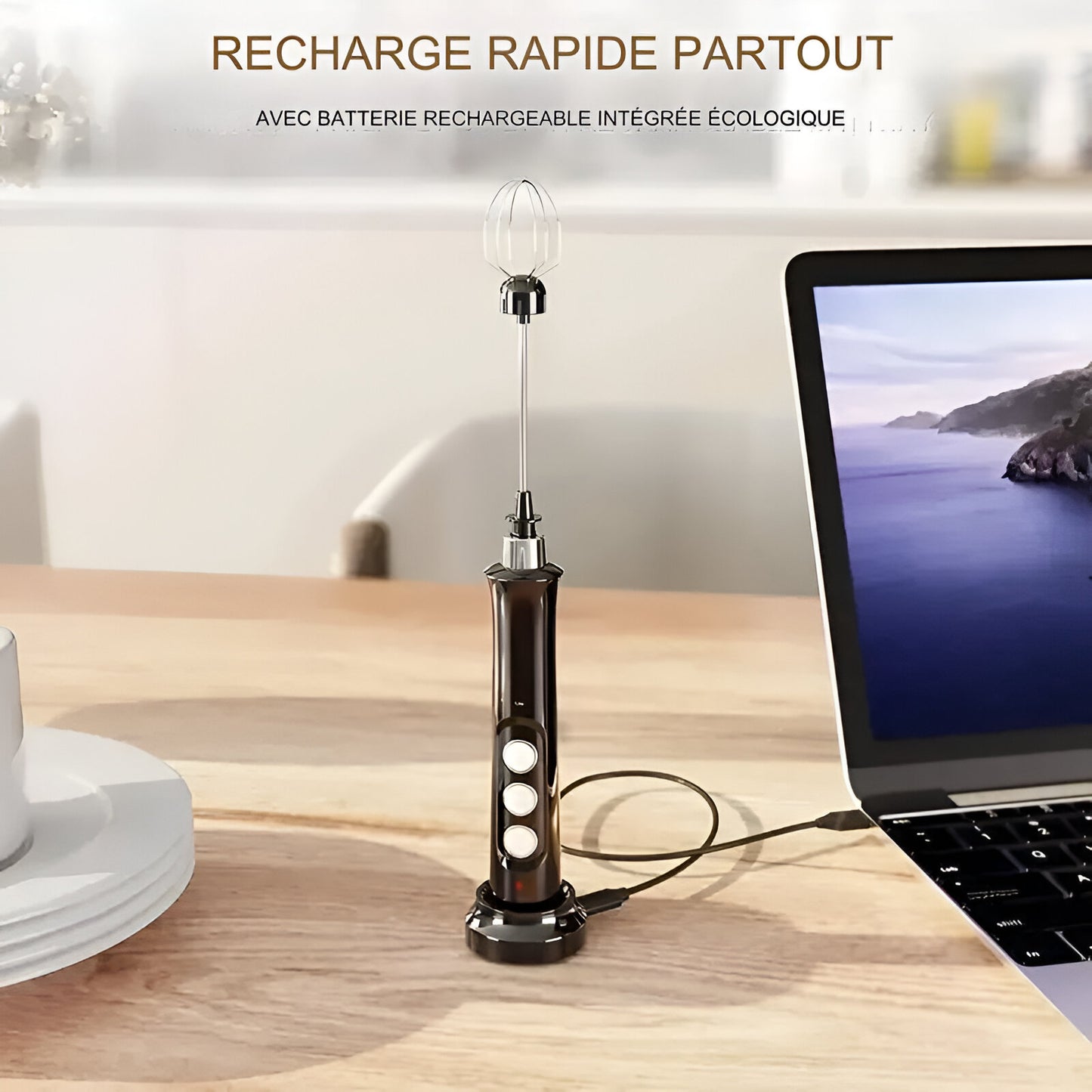 Mousseur à Lait Électrique Rechargeable sans Fil